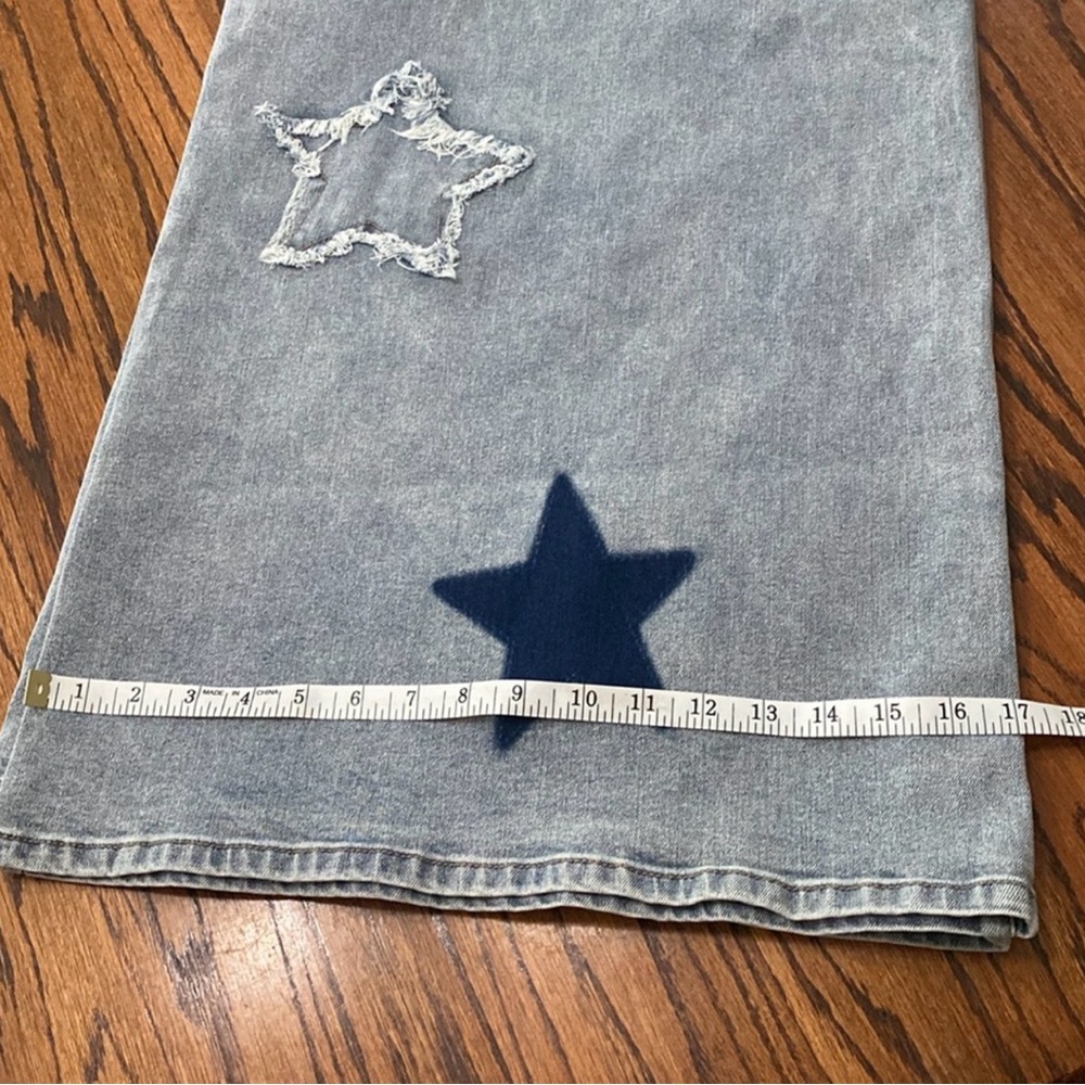 New Blue Velvet Women's Large 12/14 Ultra Flare Wide Leg Jeans Blue Star 90’s - Picture 4 of 12